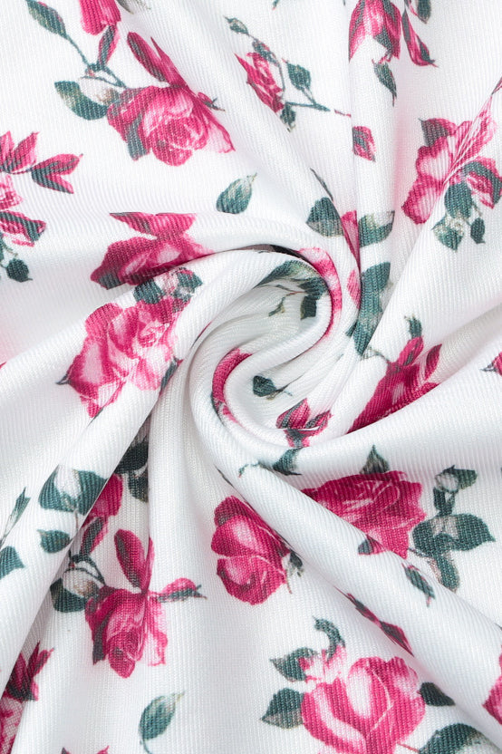 Ärmelloses Kleid mit Neckholder, Schlitz und Blumenmuster