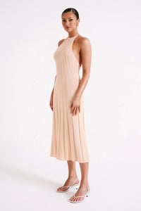 Midikleid aus gewebtem Plissee mit Neckholder - Dalila