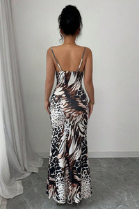Figurbetontes Maxikleid mit Leopardenmuster