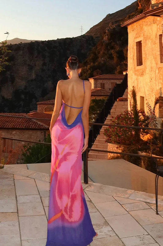 Rückenfreies Maxikleid in Rosa