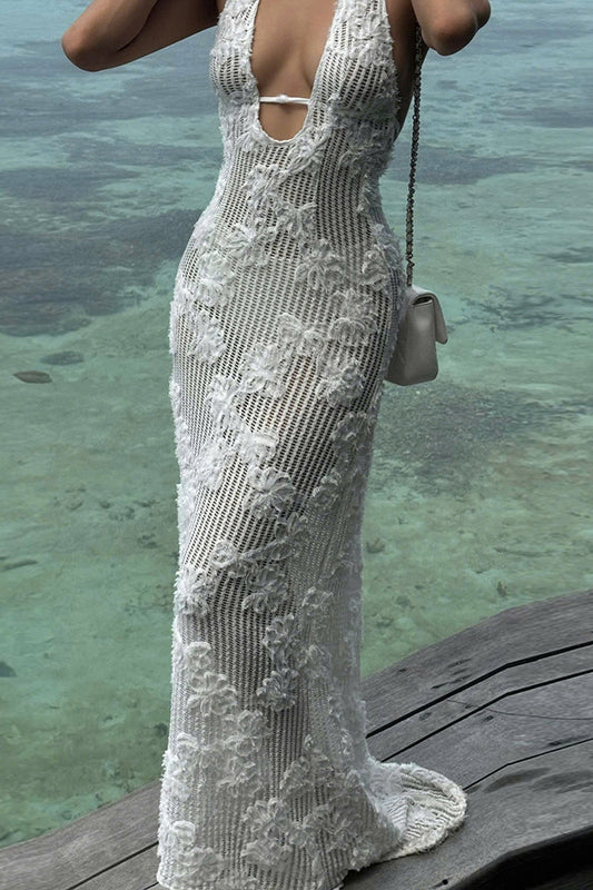 Trägerloses Maxikleid mit Neckholder