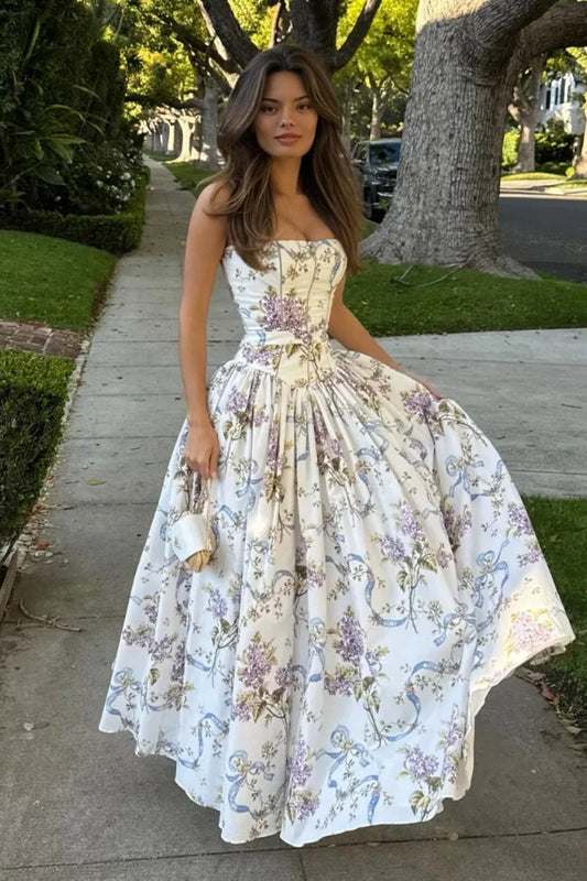 Maxikleid mit Falten und Druck