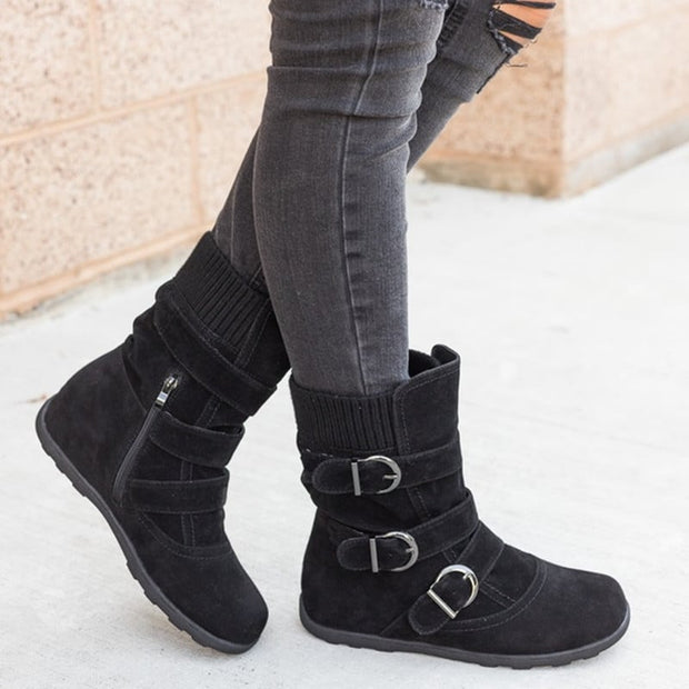 Freizeitstiefel für Damen mit Schnallen und Wildlederdetails - Amelie