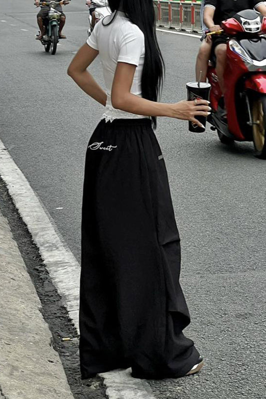 Hose mit Spitze in Schwarz