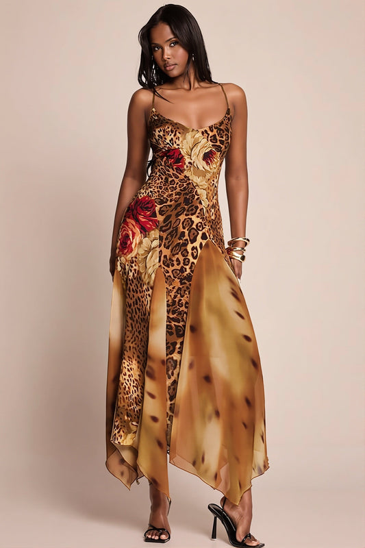 Maxikleid mit Netzdetails