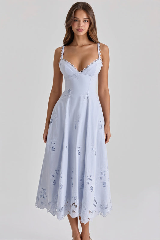 Maxikleid mit Aussparungen und Stickerei