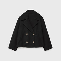 Kurze Damen-Wolljacke mit doppelreihigen Knöpfen - Heidi