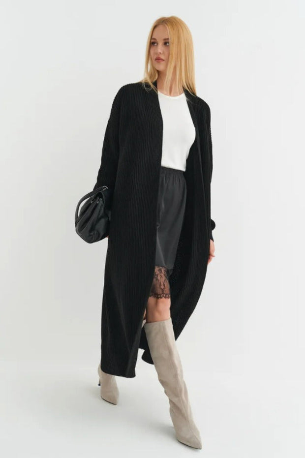 Locker geschnittene Strickjacke mit Strickstruktur in Gelb