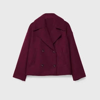 Kurze Damen-Wolljacke mit doppelreihigen Knöpfen - Heidi