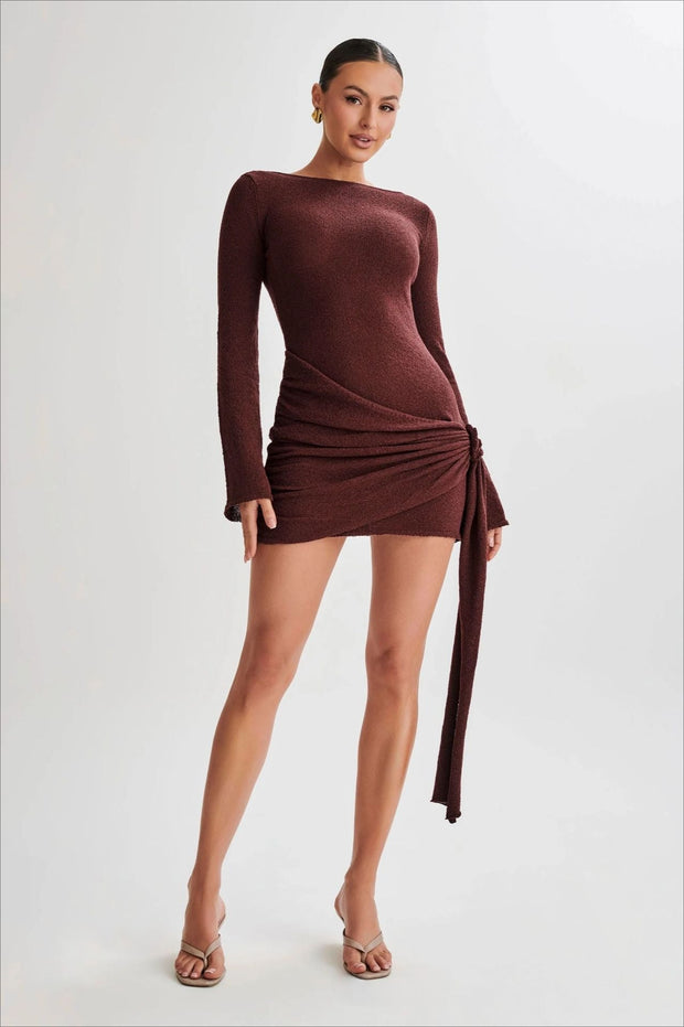 Minikleid mit Strickstruktur in Weiß