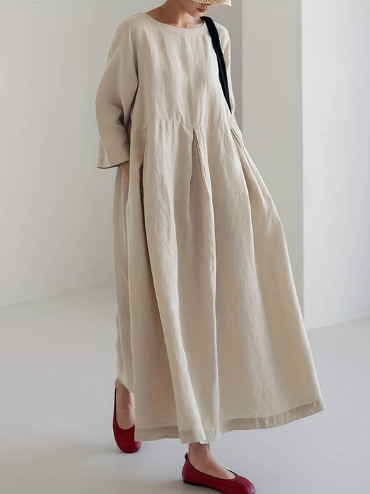 Zafira - Langes, lockeres Kleid mit plissiertem Saum