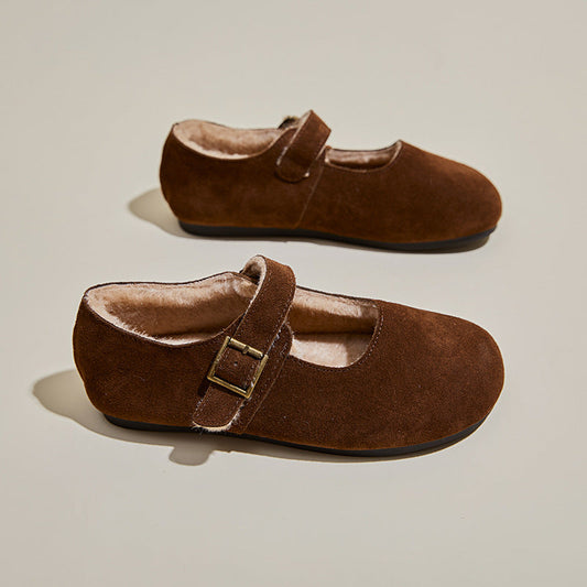 Flache Damenschuhe in Wildlederoptik mit Warmfutter - Alviera