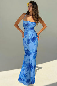 Rückenfreies Maxikleid mit Meerjungfrau-Silhouette und Blumenmuster
