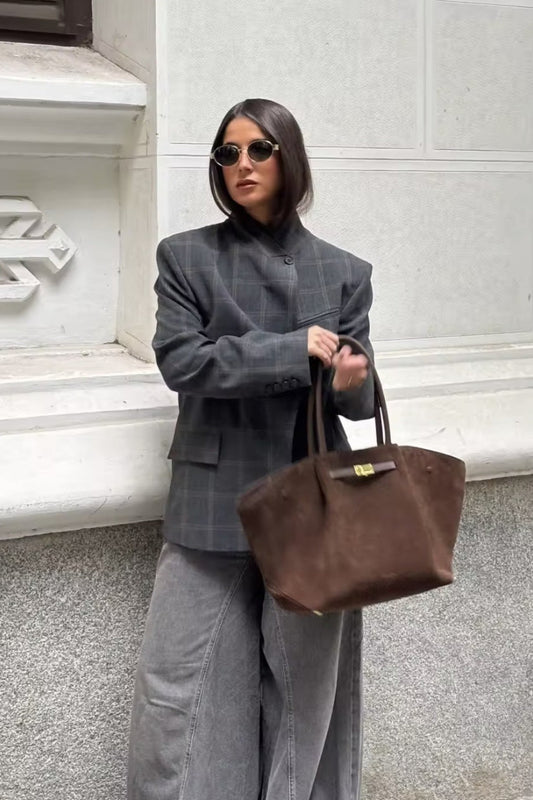 Blazer mit Knopfdetails und Karomuster