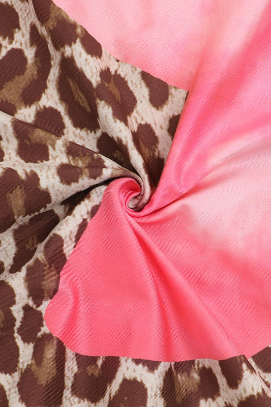 Ärmelloses Maxikleid mit Blumenmuster und Leopardenmuster