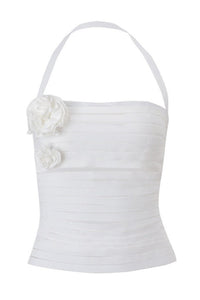 Top mit Neckholder, Bindedetail und Blumenmuster