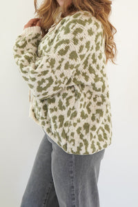 Strickjacke mit Bindedetail, Leopardenmuster und Strickstruktur