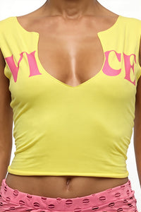 Tanktop mit kurzem Schnitt und Grafikdruck