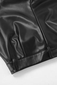 Hose mit Leder in Schwarz