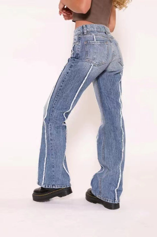Jeans mit hoher Taille in Blau