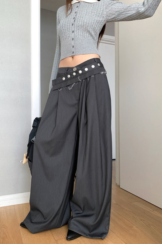 Hose mit weitem Bein in Grau