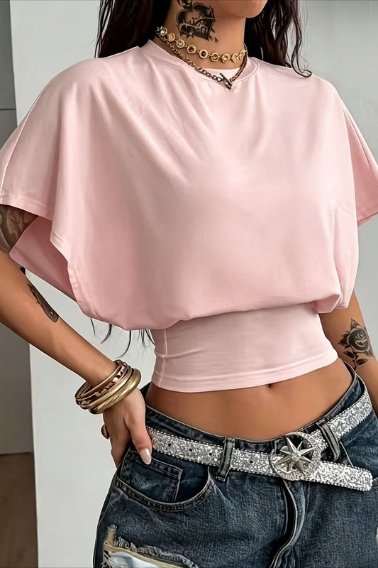 T-Shirt mit kurzem Schnitt und Raffung