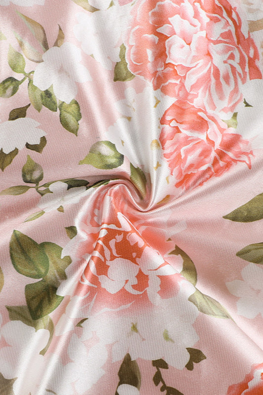 Maxikleid mit Schlitz, Blumenmuster und Spitze