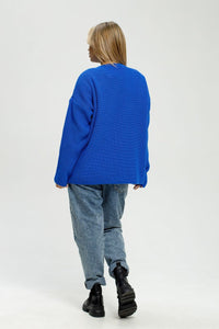 Locker geschnittener Pullover mit Rundhalsausschnitt und Strickstruktur