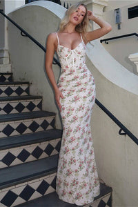 Trägerloses Kleid mit Blumenmuster