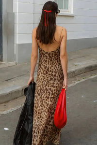 Maxikleid mit Leopardenmuster und Rüschen