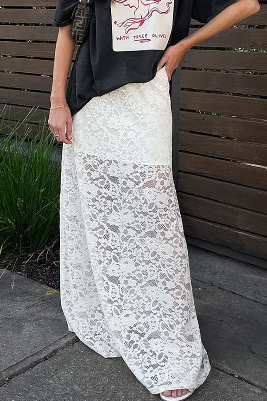 Rock mit A-Linie, hoher Taille und Spitze