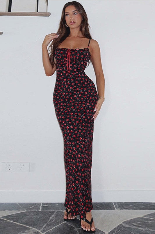 Kleid mit Blumenmuster und Spitze in Weiß