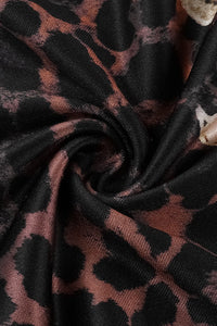 Figurbetontes Maxikleid mit Leopardenmuster in Braun, mit Mesh-Einsätzen