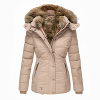 Wintermantel mit Fellfutter warmer stilvoller Damenmantel figurbetonte Passform - Anna