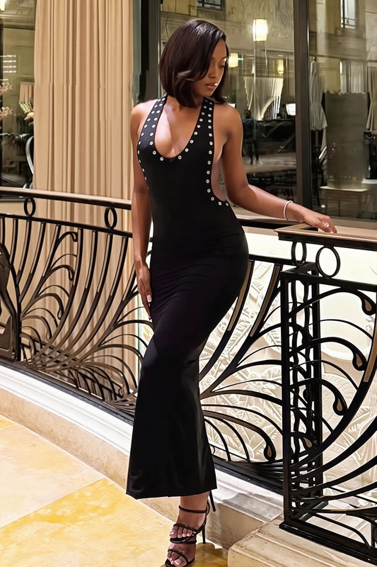 Rückenfreies Maxikleid mit Schlitz