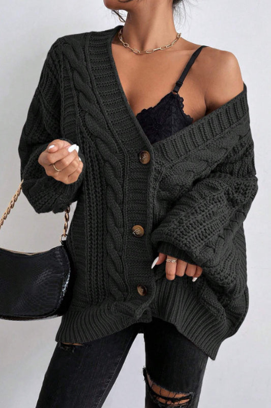 Strickjacke mit V-Ausschnitt und Strickstruktur