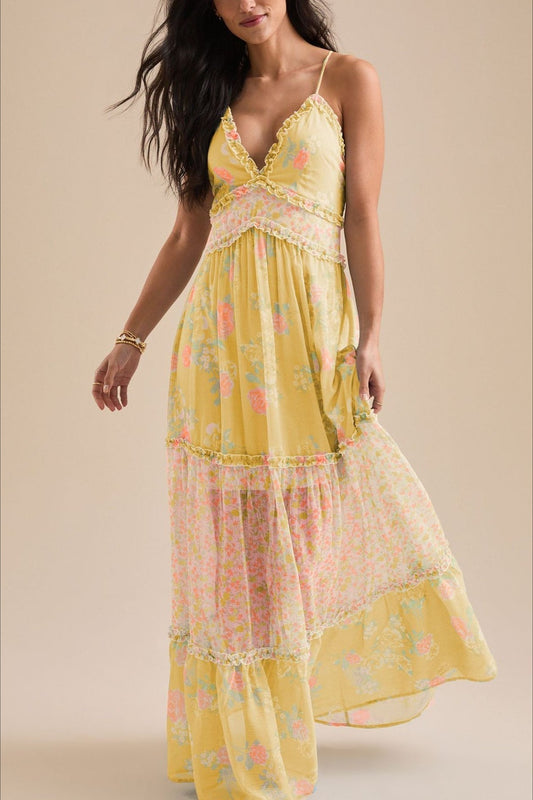 Maxikleid mit Blumenmuster in Hellblau