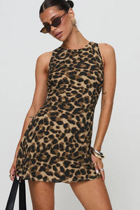 Minikleid mit Leopardenmuster in Braun