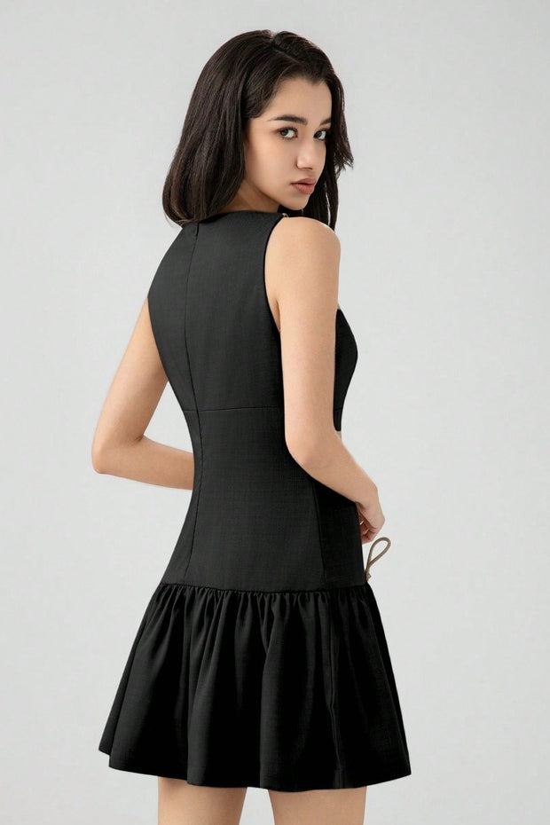Ärmelloses Minikleid mit Schleifendetail