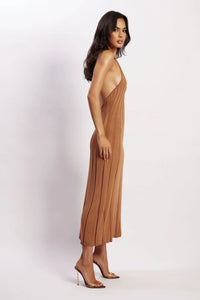 Midikleid aus gewebtem Plissee mit Neckholder - Dalila
