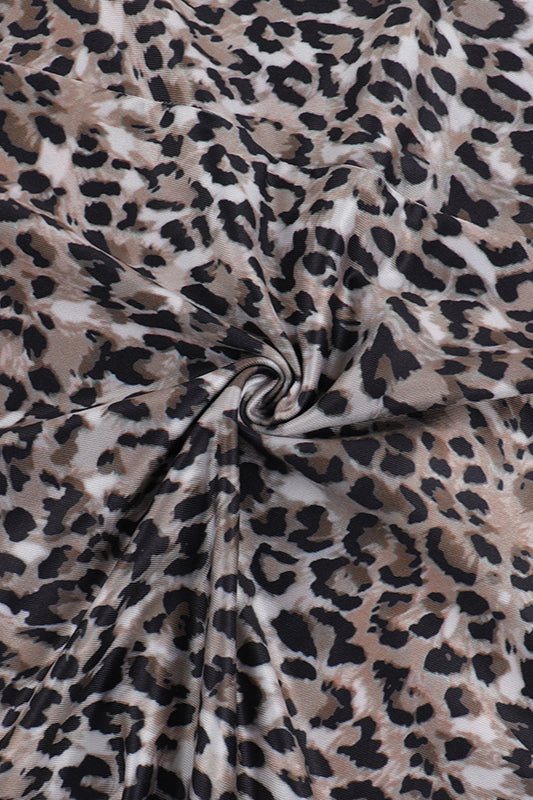 Maxikleid mit Leopardenmuster in Braun, rückenfrei