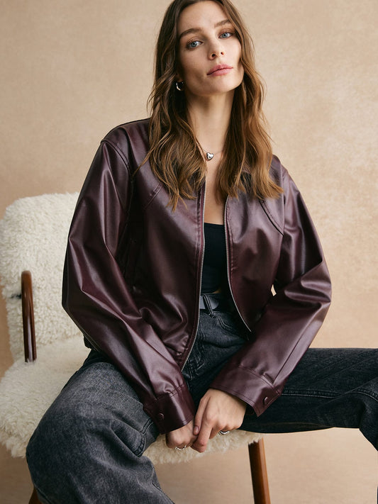 Kurze Lederjacke mit elegantem Design