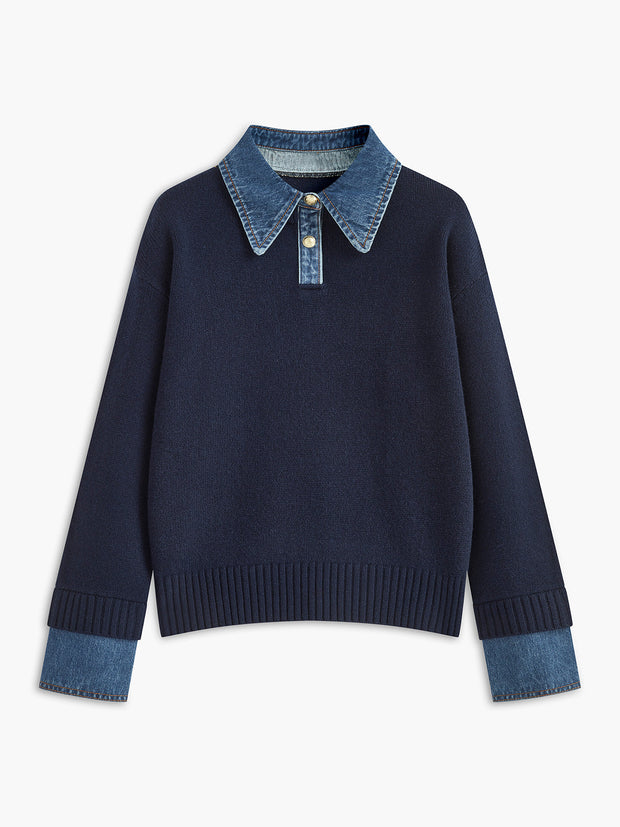 Damen-Pullover mit Hemdkragen - Alriksa