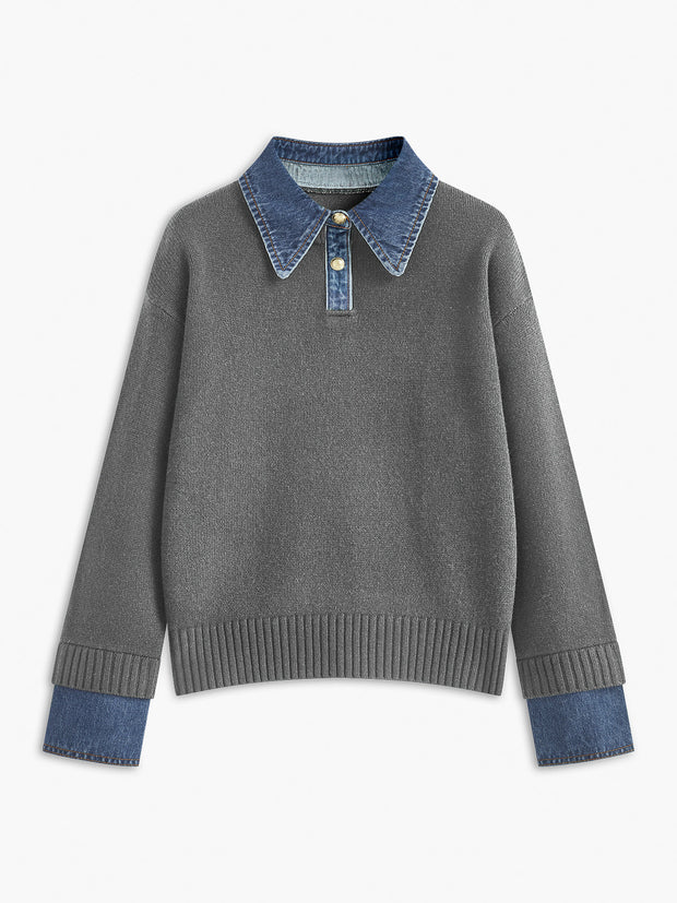Damen-Pullover mit Hemdkragen - Alriksa