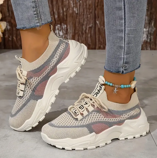 Femke - Die atmungsaktiven, gestrickten Plateau-Turnschuhe für Frauen
