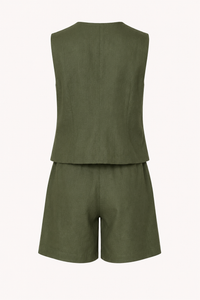 Set aus Weste und Shorts für Damen aus Leinen und Baumwolle – Lotte