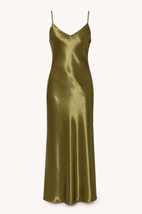 Satin-Midi-Kleid im Lingerie-Stil für Damen mit V-Ausschnitt – Leni