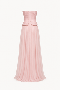 Elegantes langes trägerloses plissiertes Kleid für Frauen - Enice