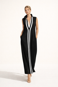 Langes Damenkleid mit V-Ausschnitt - Sigrid