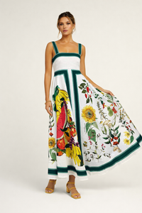 Maxikleid mit Blumendruck und breiten Trägern für Frauen - Nereyda